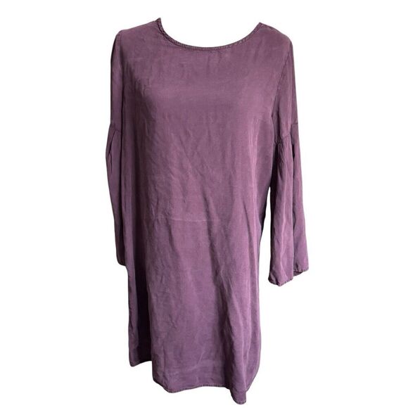 Anthropologie Cloth & Stone Tiffany Bell Sleeve Dress Burgundy Tie back M - Picture 1 of 12